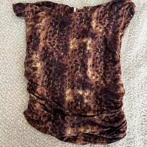 Free People Brown and Black Patterned Blouse